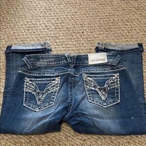 Vigoss Women's Embellished Blue Boot Cut Jeans